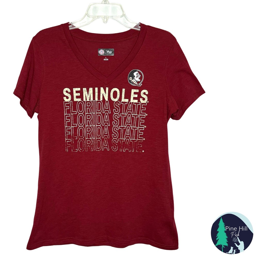 G-III Florida State Seminoles T-shirt NCAA FSU Football Womens Large Red V-Neck