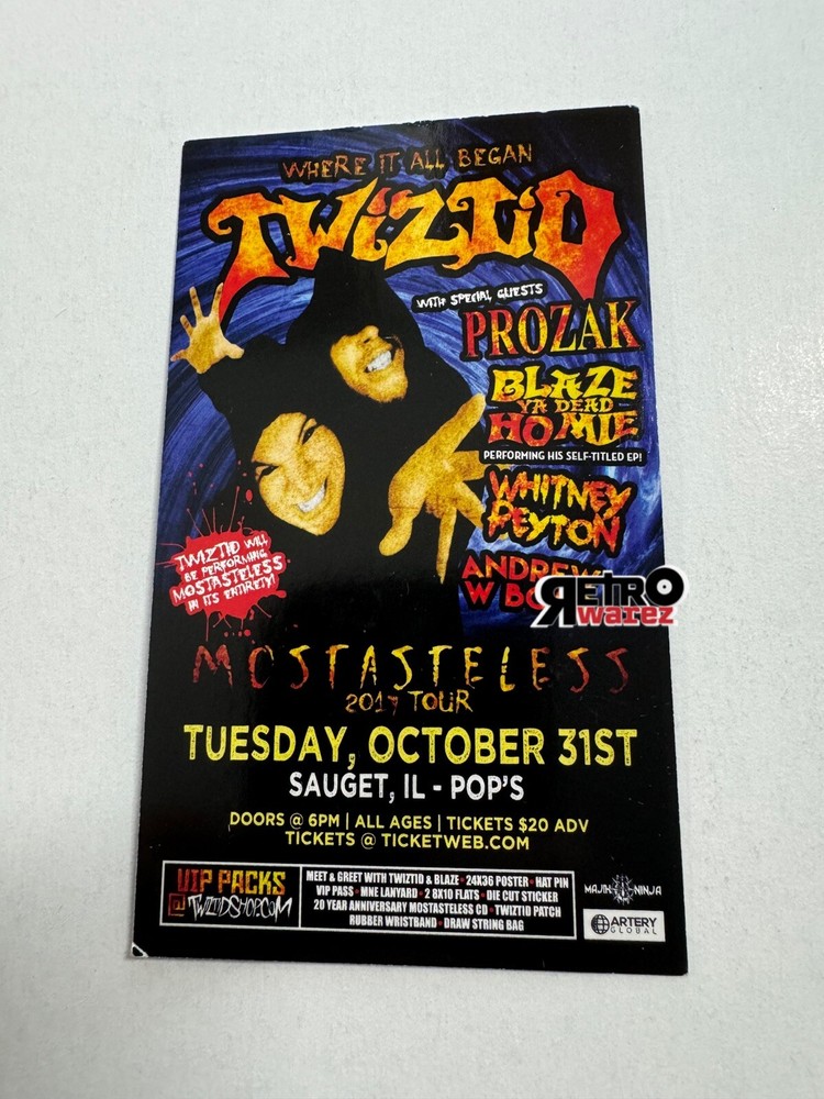 Twiztid - Mostasteless 2017 Concert Small DS Flyer 3x5” Halloween Night Prozak