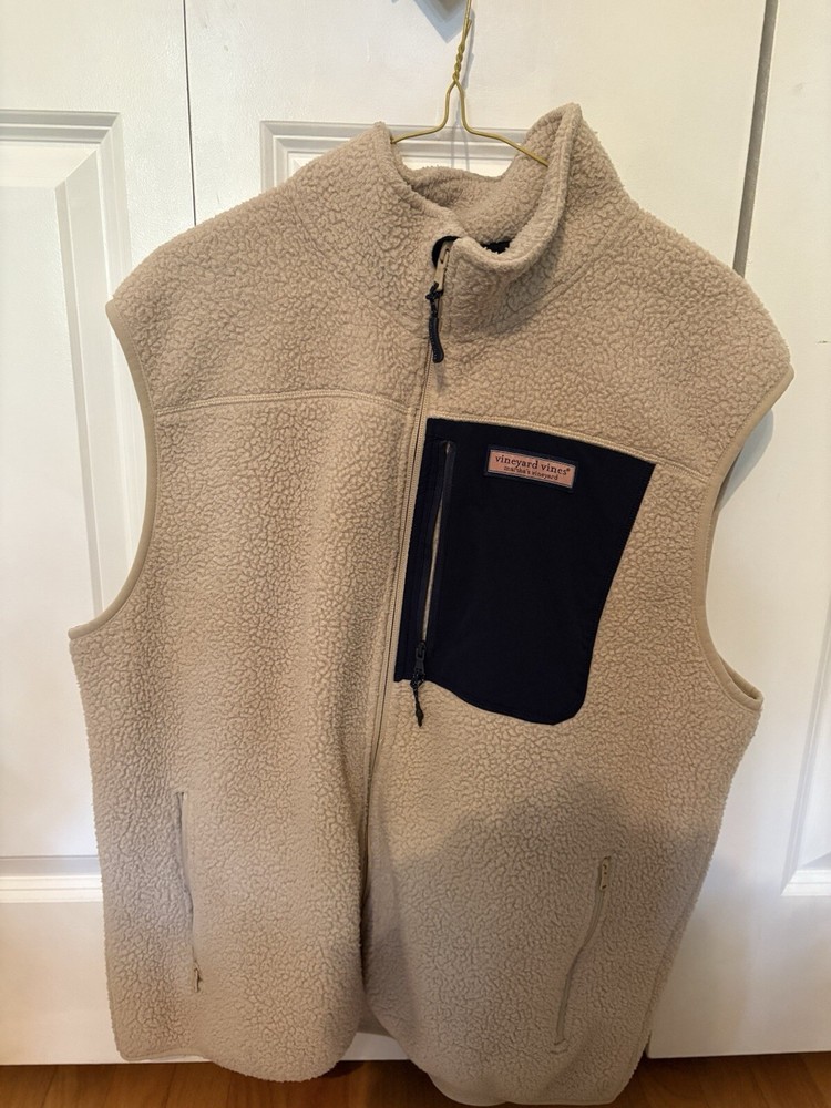 Vineyard Vines Sherpa Fleece Vest Cozy Outdoor Casual Zip-Up