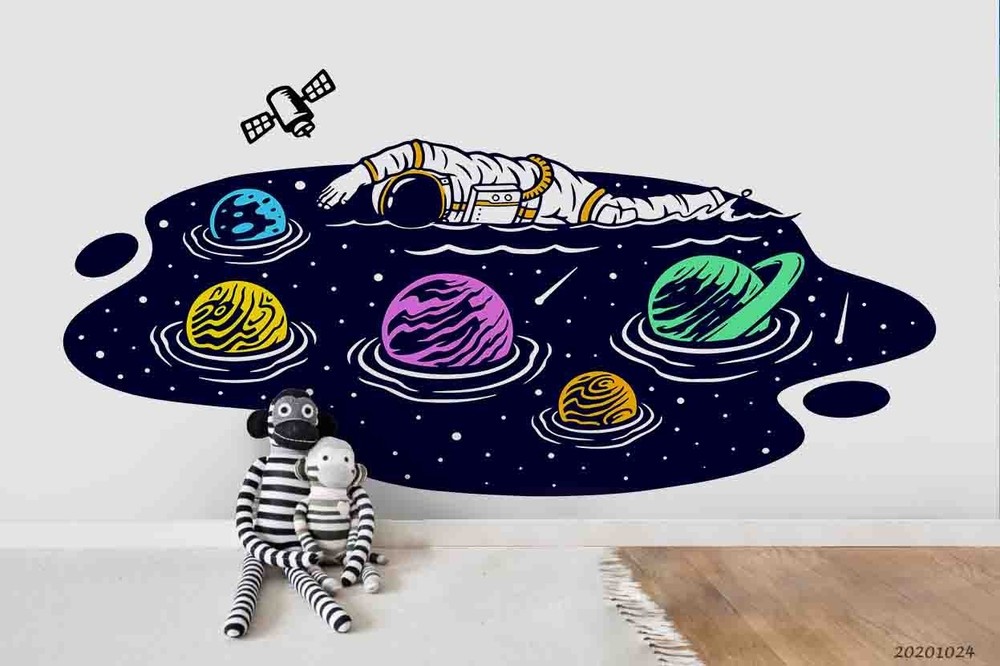 3D Space Planet Astronaut Illustration Wall Murals Wallpaper Murals Wall Sticker