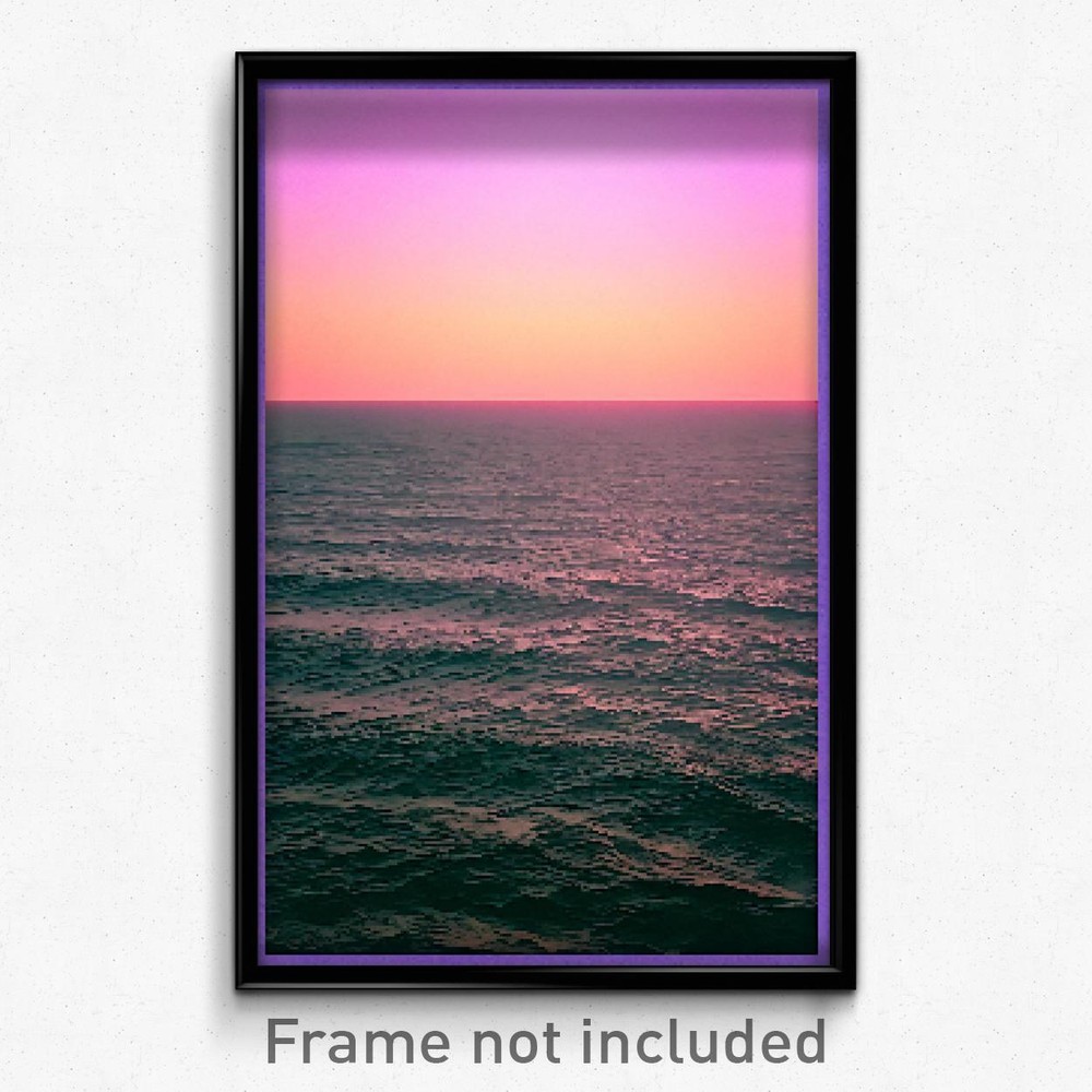 8 Bit Pixel Art Poster - Psychedelic Trippy Ocean Video Game Print