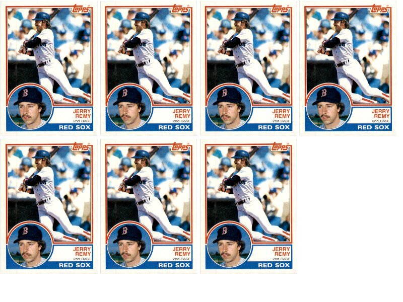 (7) 1983 Topps #295 Jerry Remy Boston Red Sox Card Lot