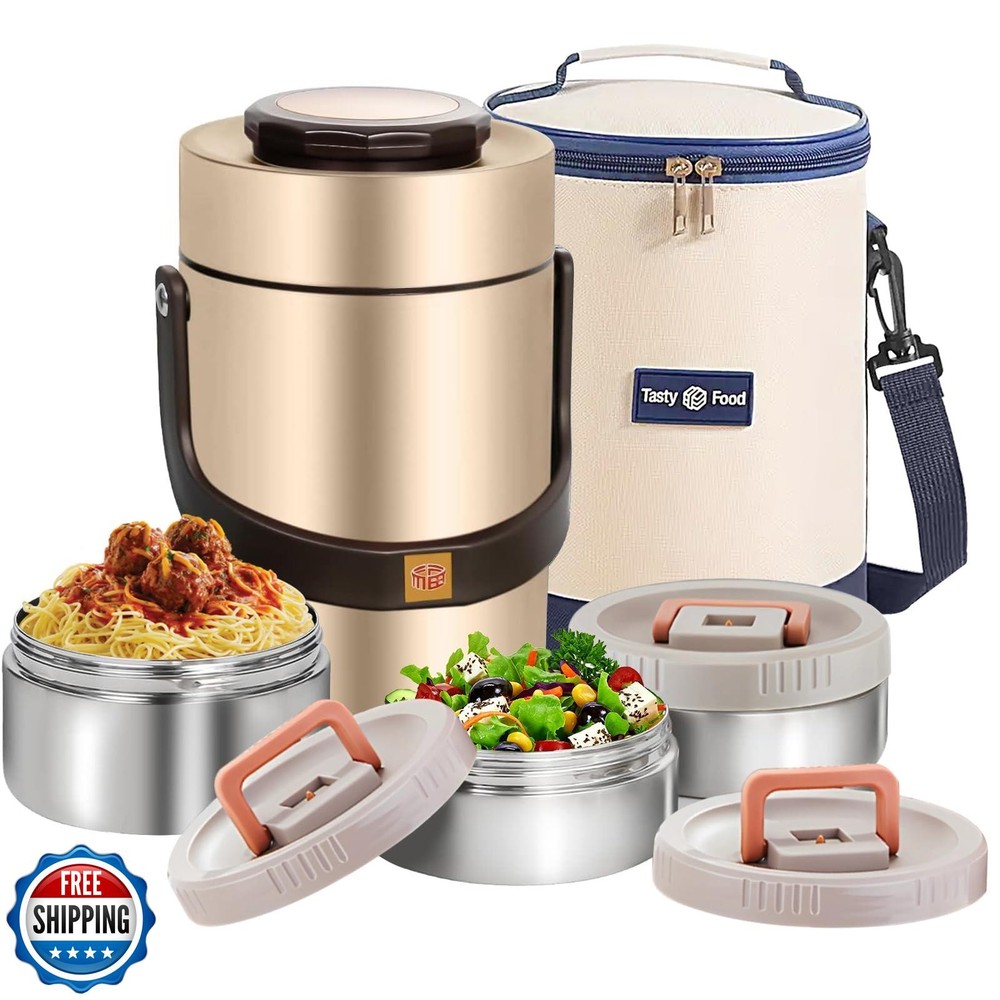 Gicklov 67oz Upgraded 3-Layer Stackable Thermos for Hot Food Storage