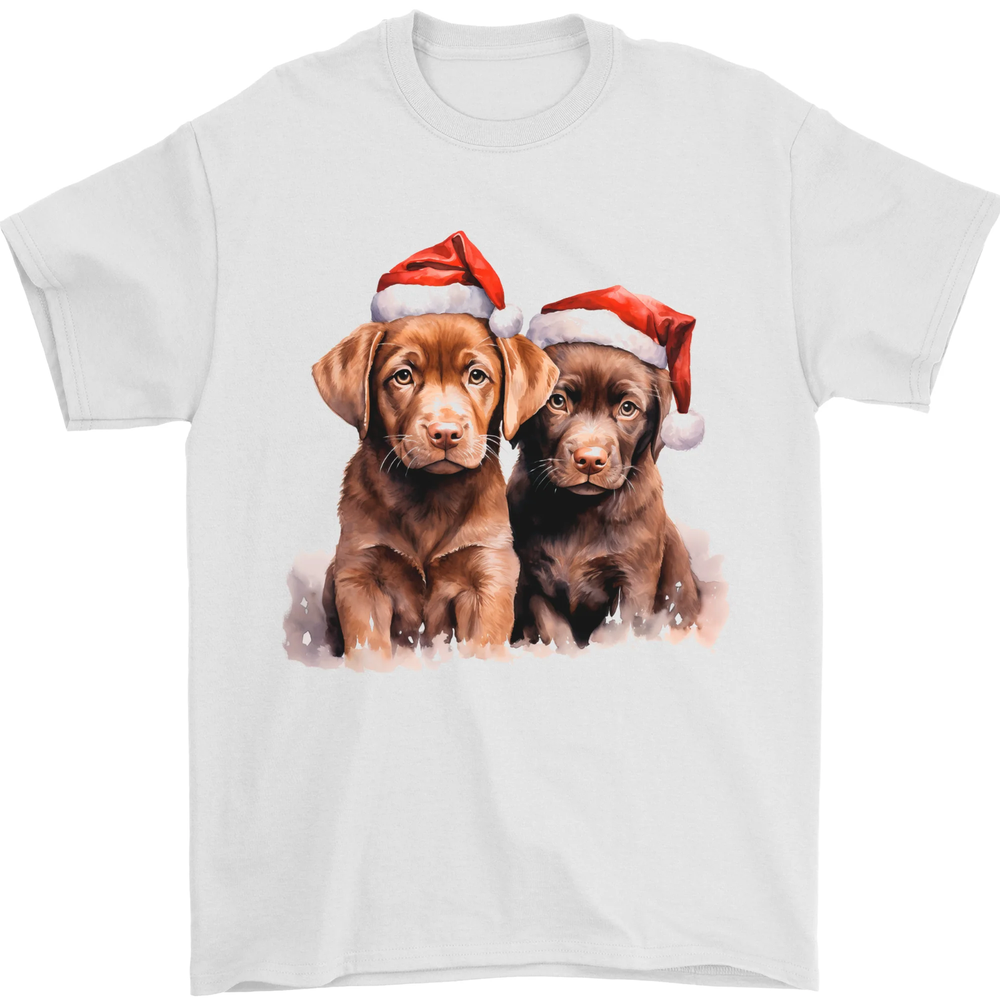 Chocolate Labrador Christmas Puppies Xmas Mens T-Shirt 100% Cotton