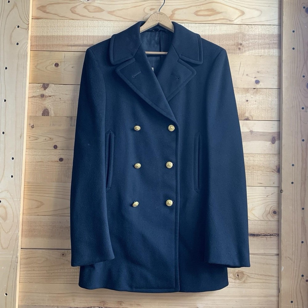 Vintage Black Brass Military Naval Coat Heavy Wool by Jacob Reeds Sons