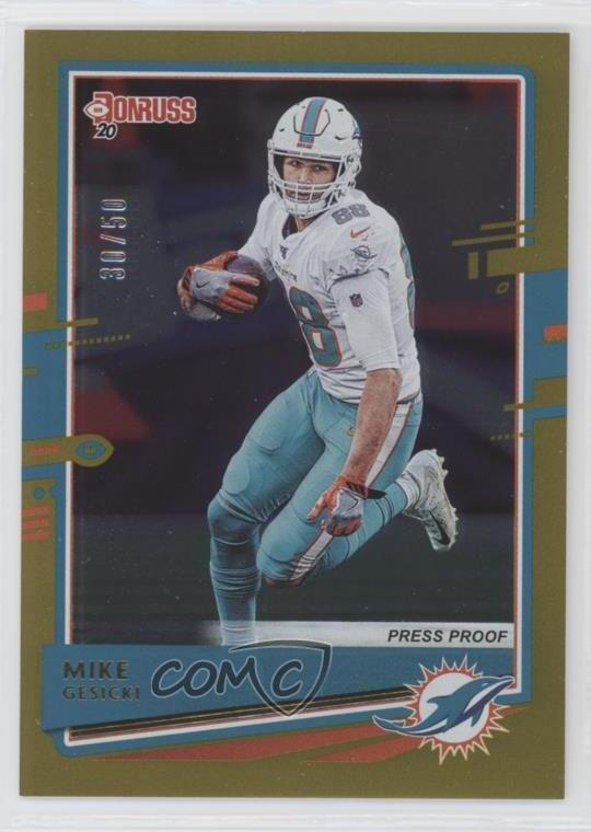 2020 Panini Donruss Press Proof Gold /50 Mike Gesicki #152