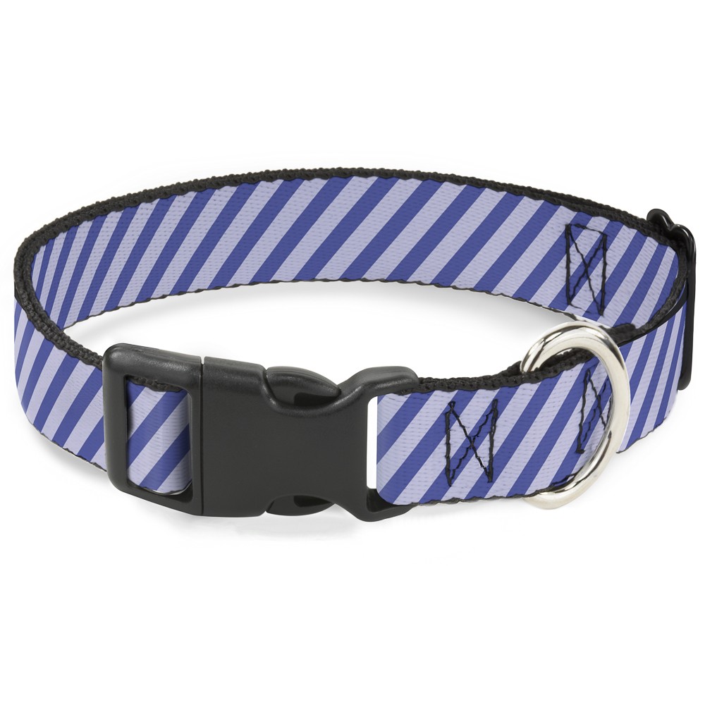 Plastic Clip Collar Diagonal Stripes Pastel Blues Large 15-24