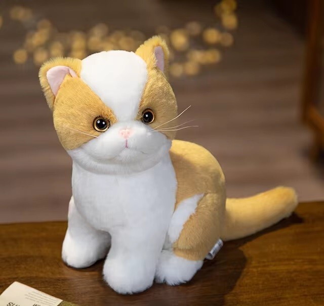 White Brown Kitten Cat 10 Inch Stuffed Animal Plush Toys Toddler Doll Kids Gifts