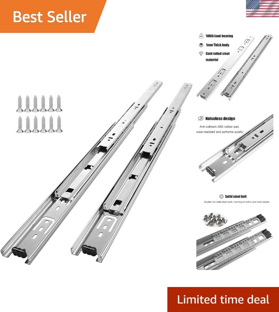 16-Inch Alloy Steel Drawer Slides 10-Pair Set 100LB Capacity Full Extension Side Mount