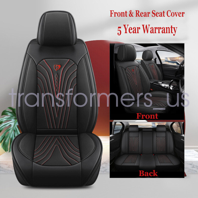 Car 5-Seat Covers For Cadillac Front & Rear Full PU Leather Cushion Breathable
