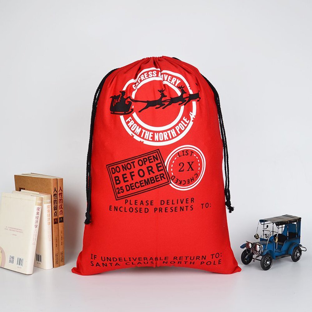 NNEDSZ 50x70cm Canvas Hessian Christmas Santa Sack Xmas Stocking Reindeer Kids G