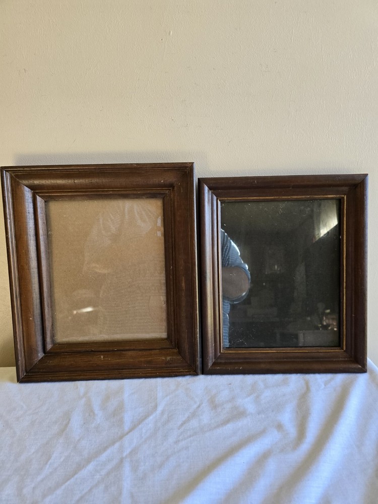 Set of 2 Early American Wall Art Frames with Glass for Gallery Decor  