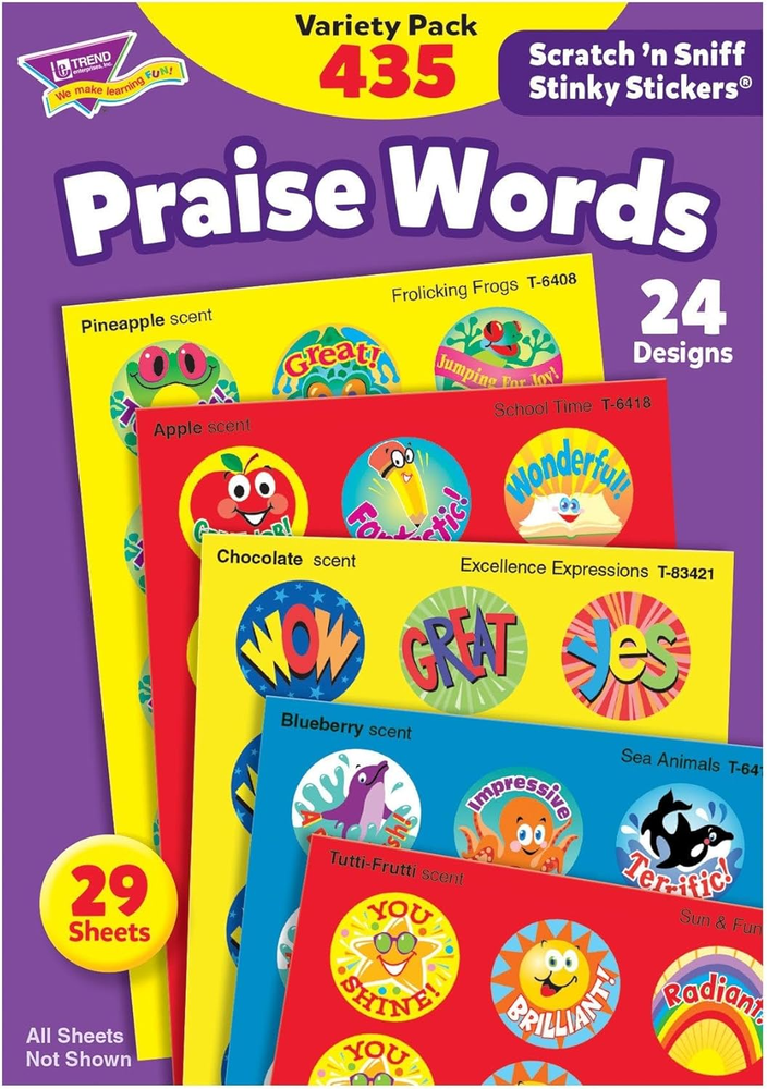 : Praise Words, Scented Scratch 'N Sniff Stinky Stickers, Fun for Rewards, Incen