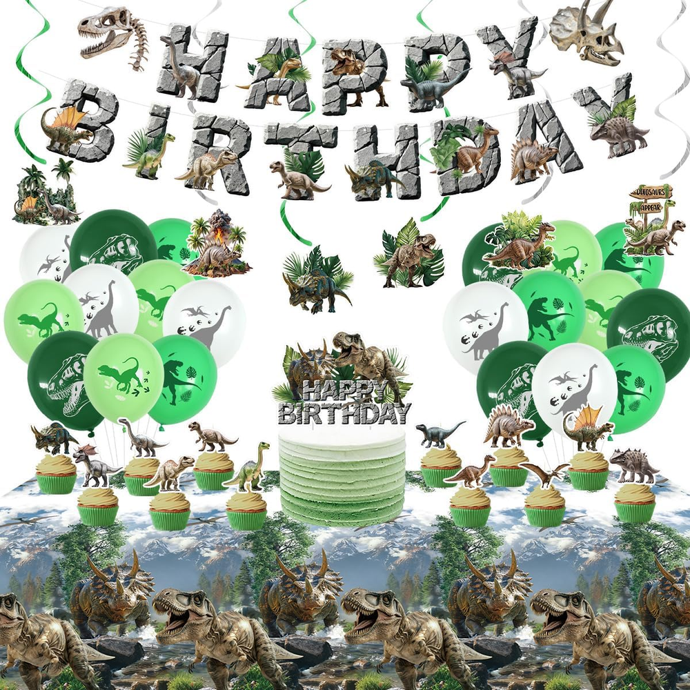 Dinosaur Birthday Party Decorations Set for Boys, Dino World Themed Party Decora