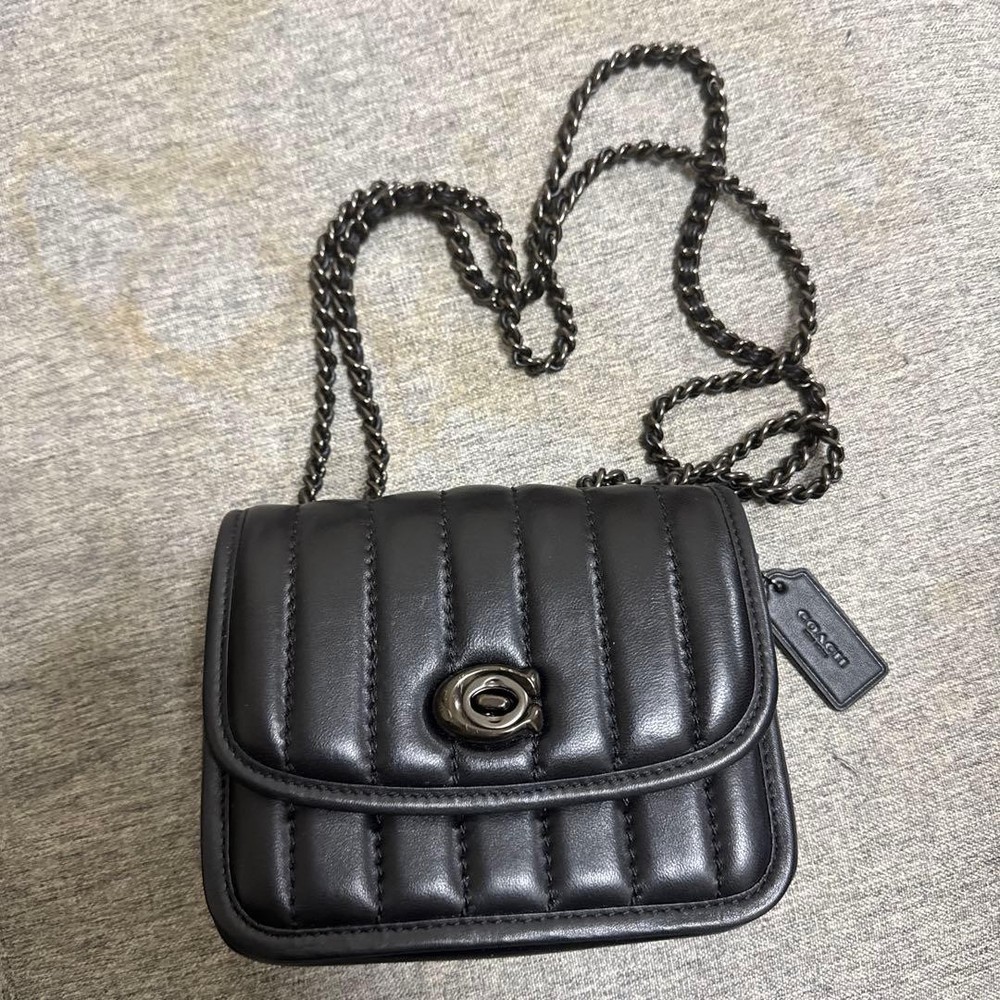COACH Black Quilted Shoulder Bag Lambskin