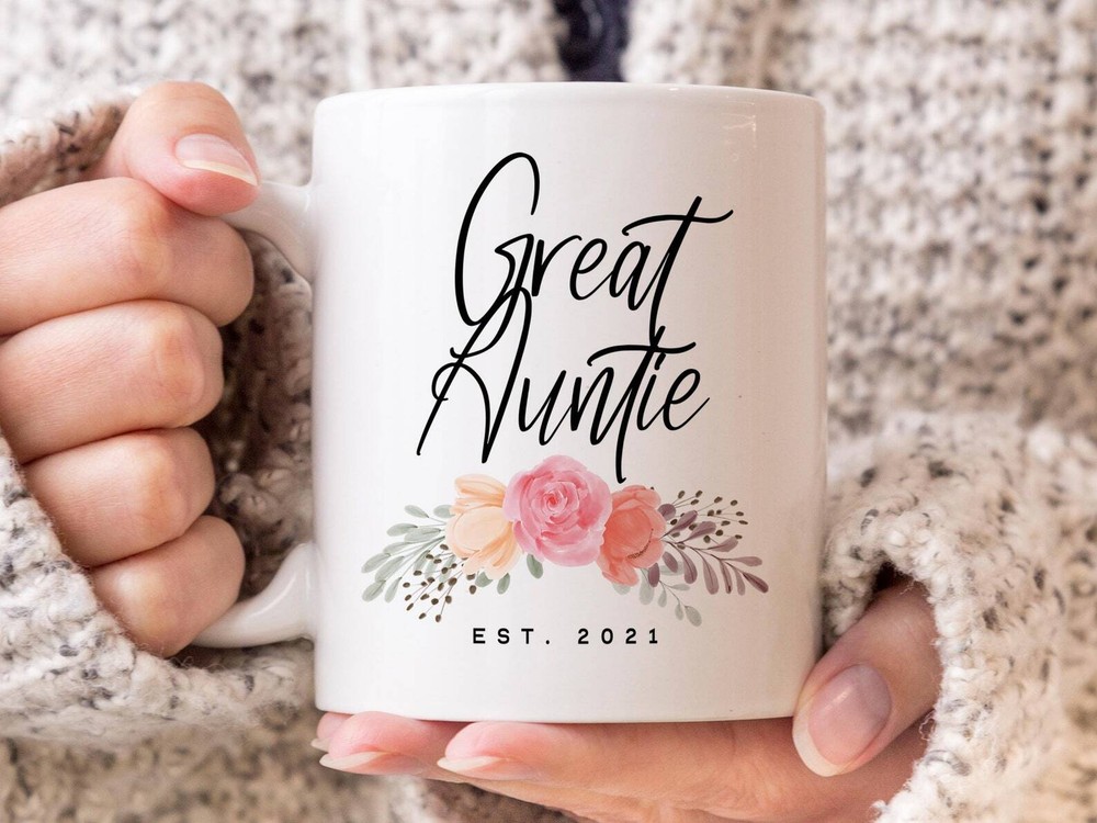 Great Auntie Est 2021 Coffee Mug Pregnancy Announcement Coffee Mug Custom Gift