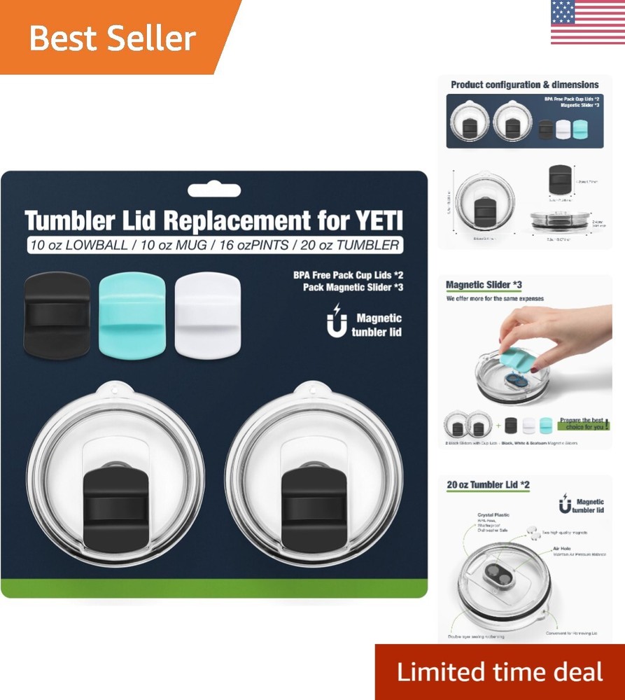 Durable 20 oz BPA-Free Magnetic Slider Lid for YETI Tumblers