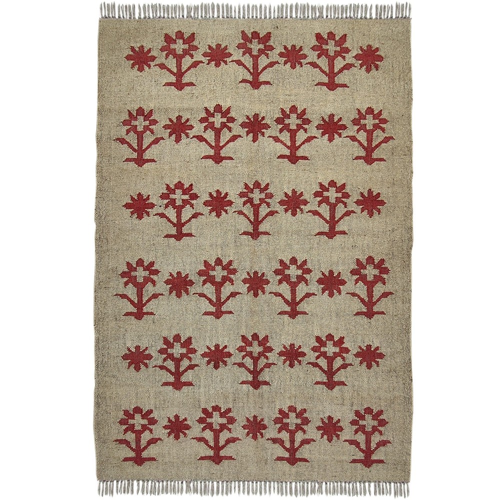 Rustic Wool Jute Rug Carpet 4x6 Handmade Kilim Bedroom Living
