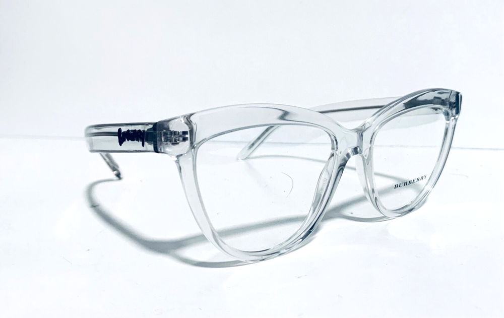 BURBERRY B 2276 3024 Clear Transparent Cat Eye Eyeglasses RX 53-16-140mm Made in Italy