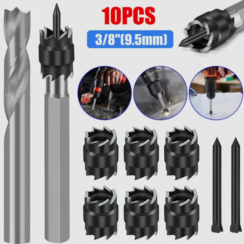 10Pcs 3/8 Inch Double-Sided Spot Weld Cutter Drill Bit Kit for Welder Removal