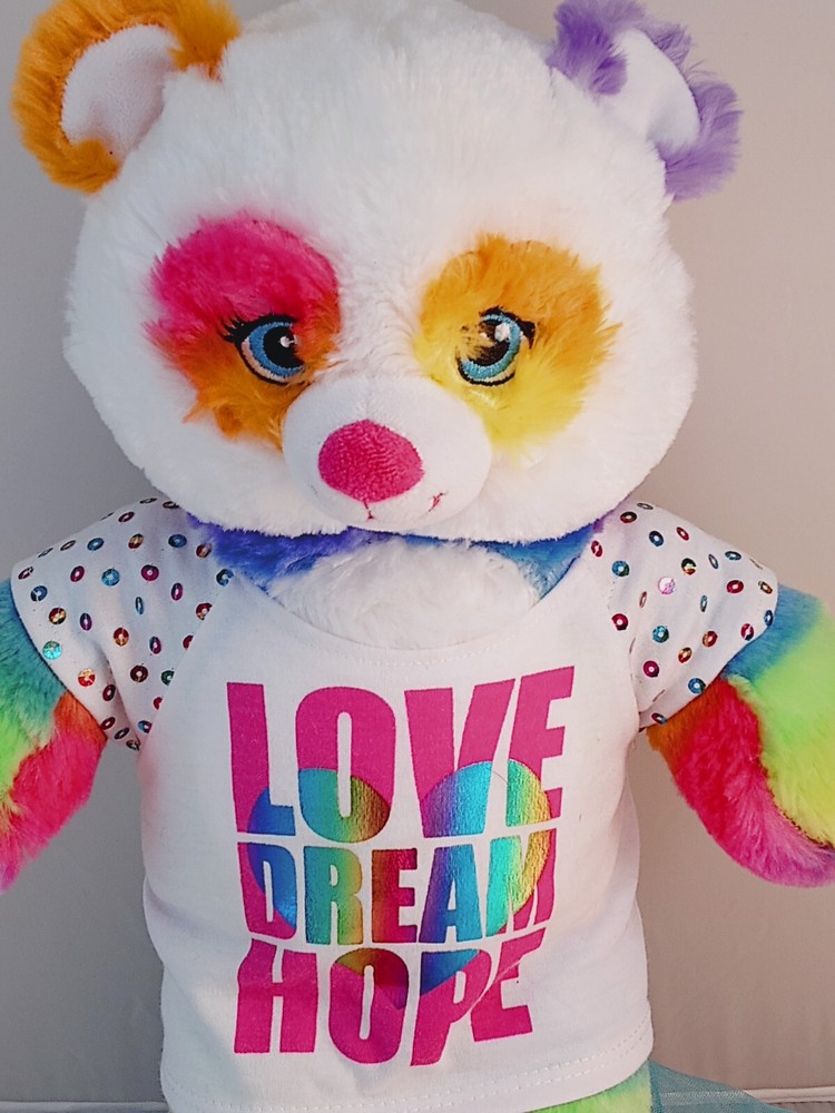 Build A Bear Workshop BAB Rainbow Panda Tye Dye Plush 16 In Stuffed With Outfit
