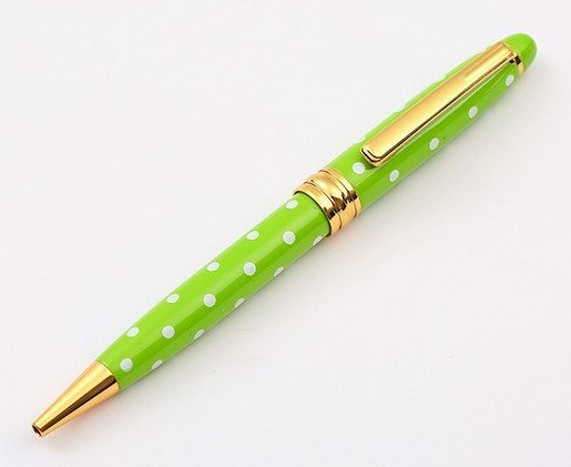 Polka Dot Pen Pastel Green Ballpoint - Gold - Refillable