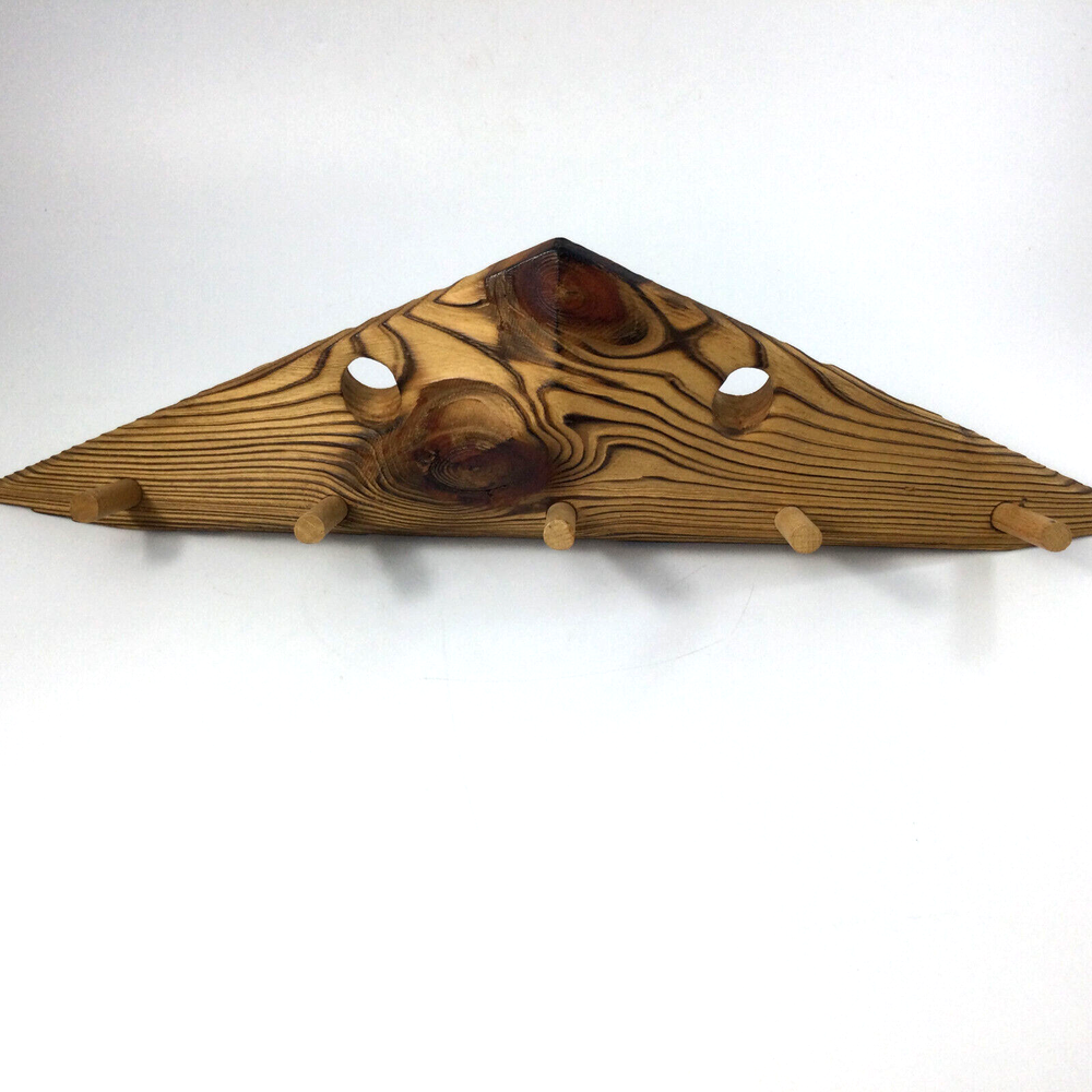 Wall Hanging Handmade Wooden Coat Hat Hanger 5 Pegs Triangle Shape 16