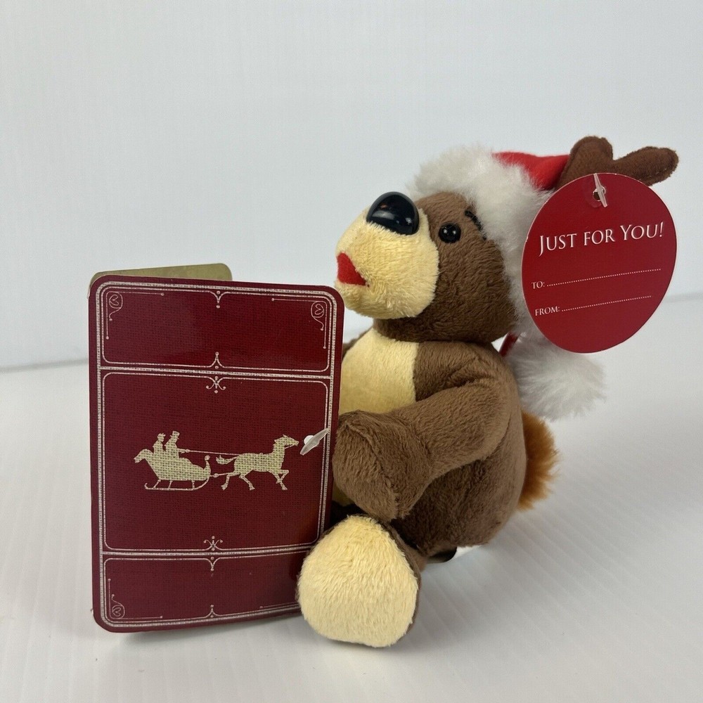 Gift Card Holder Reindeer Plush Santa Hat Give A Gift Christmas-image