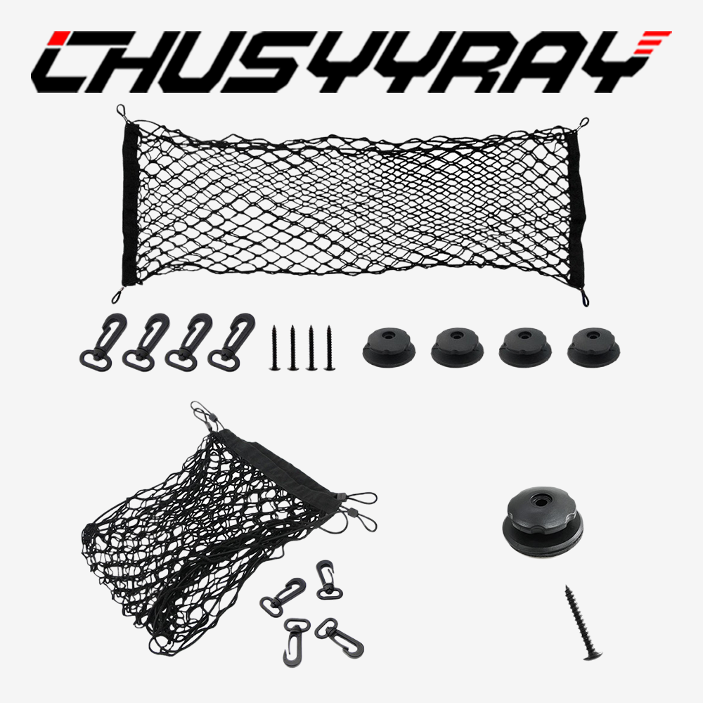 90x40cm Black Car Rear Cargo Net Elastic Storage with 4 Hooks Universal