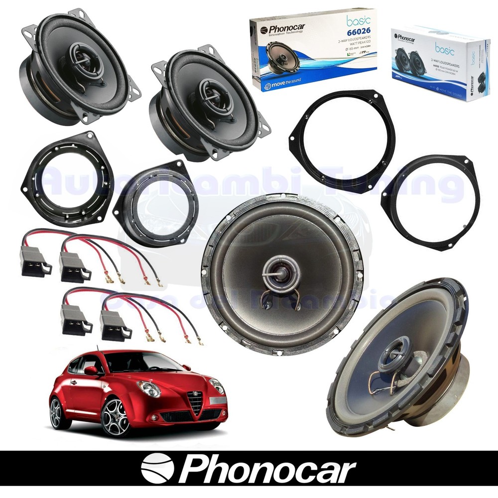 PHONOCAR 66026 + 66020 Ant + Post 60w Speakers for Alfa Romeo MiTo