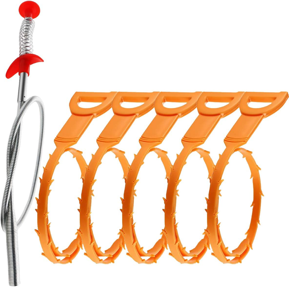 6-Pack 24-Inch Drain Hair Remover & Sink Clog Cleaner Tool