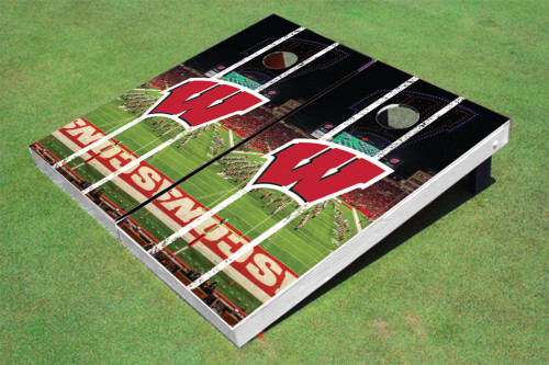 Wisconsin Badgers Striped Cornhole Boards for Game Day Fun