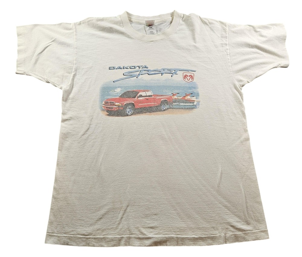 Vintage Dodge Dakota Sport Shirt Mens XL Made In USA Truck Graphic 90s Beach Tee