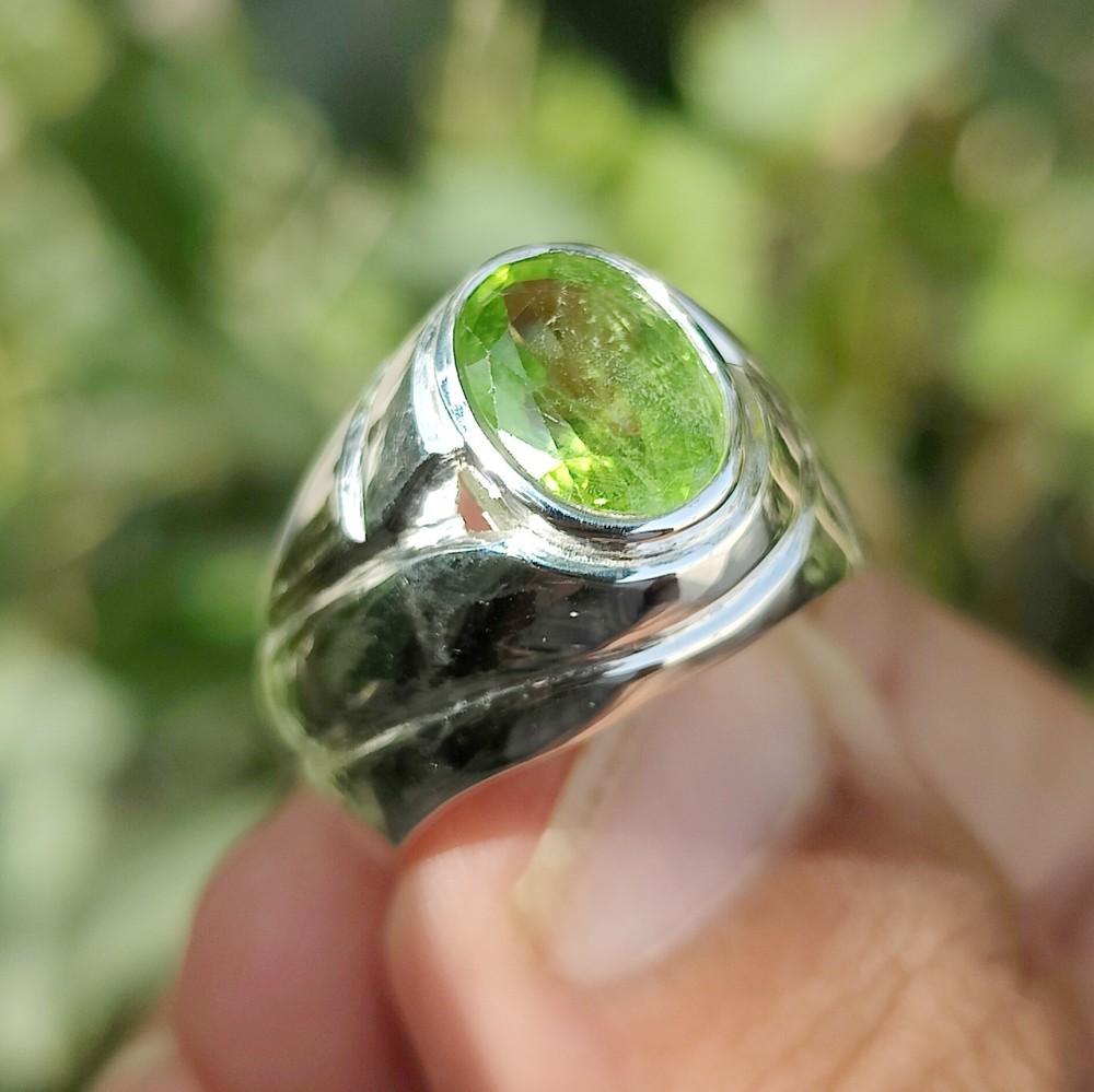 Natural Peridot Ring Green Peridot Handmade Ring With 925 Sterling Silver