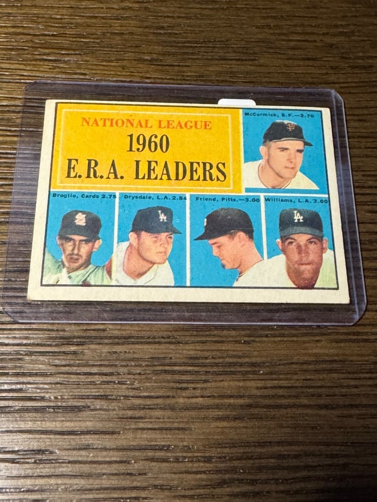 1961 Topps #45 Liga Nacional 1960 E.R.A. Leaders NL - EX - ENVÍO GRATUITO