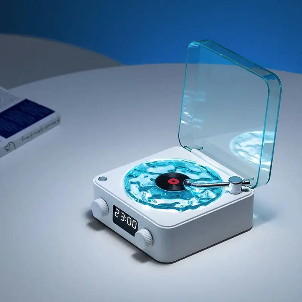 2024 Aqua Bluetooth Speaker with Record Player and Stylish Wave Design