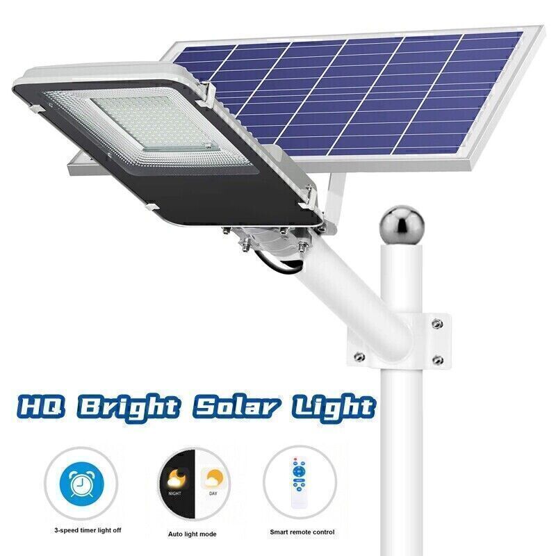 LED Solar Light Super Bright Outdoor Garden Wall Street Lamp+Pole+Panel New