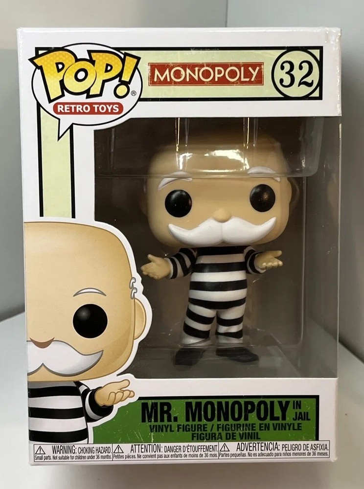 Funko Pop! Mr. Monopoly In Jail Figure #32 Retro Toys Pennybags With Protector