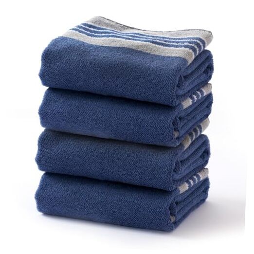 Luxury 100% Cotton Soft Blue Hand Towels Set of 4 for Bathroom & Face