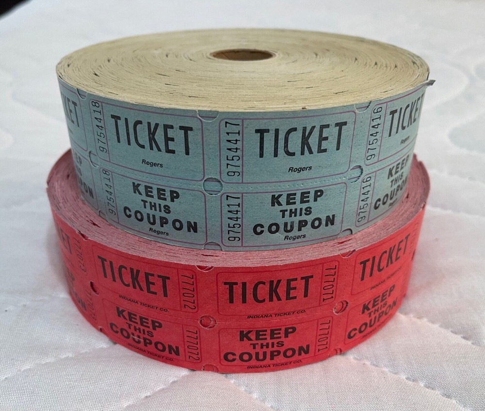 2  Single Numbered Ticket/Keep Coupon Double Rolls Raffle Carnival Halloween-image