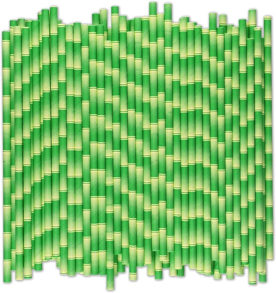 1000 Eco-Conscious Bamboo Print Paper Straws - Durable & Compostable Option