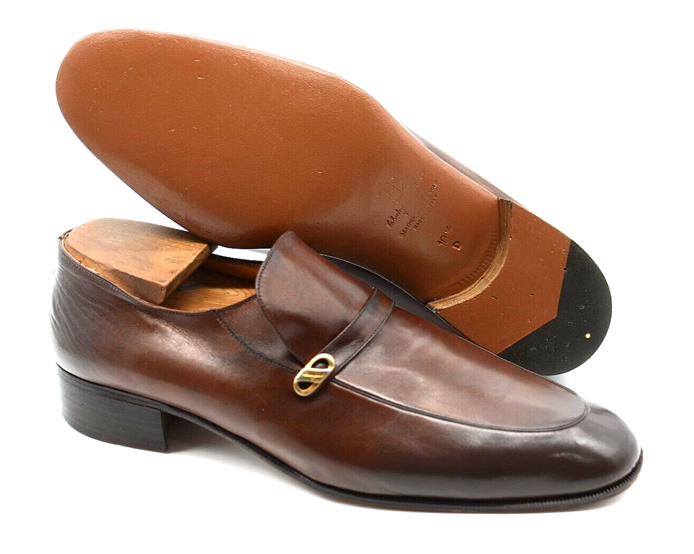 Men's Salvatore Ferragamo 'Alban' Gancini Gold Bit Brown Loafer  Size 10.5 - D