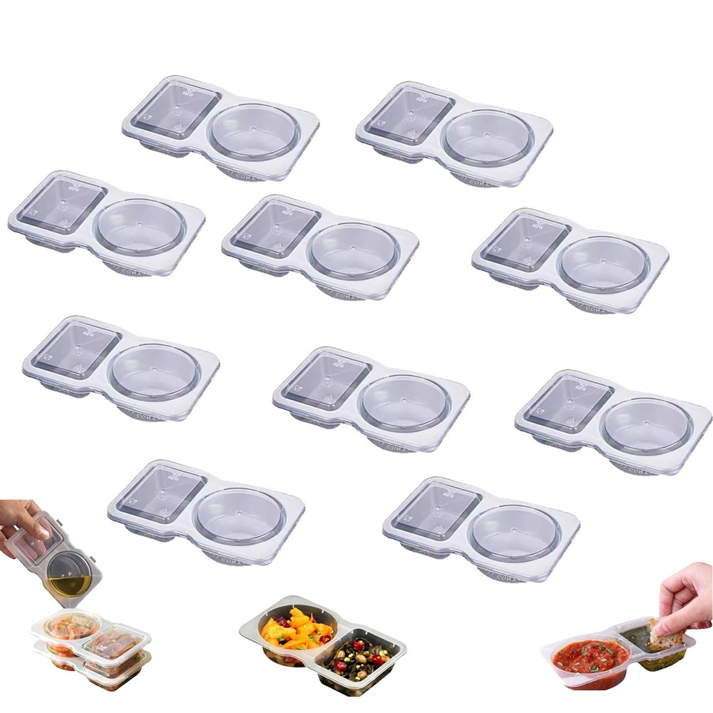 30pcs 2-Compartment Snack Pack Containers with Lids for Small Portions