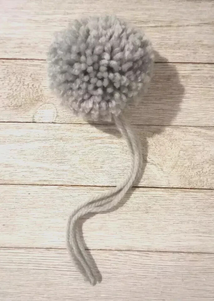 Handmade 3 inch 4 ply foggy gray yarn pom pom for crochet knit hats USA