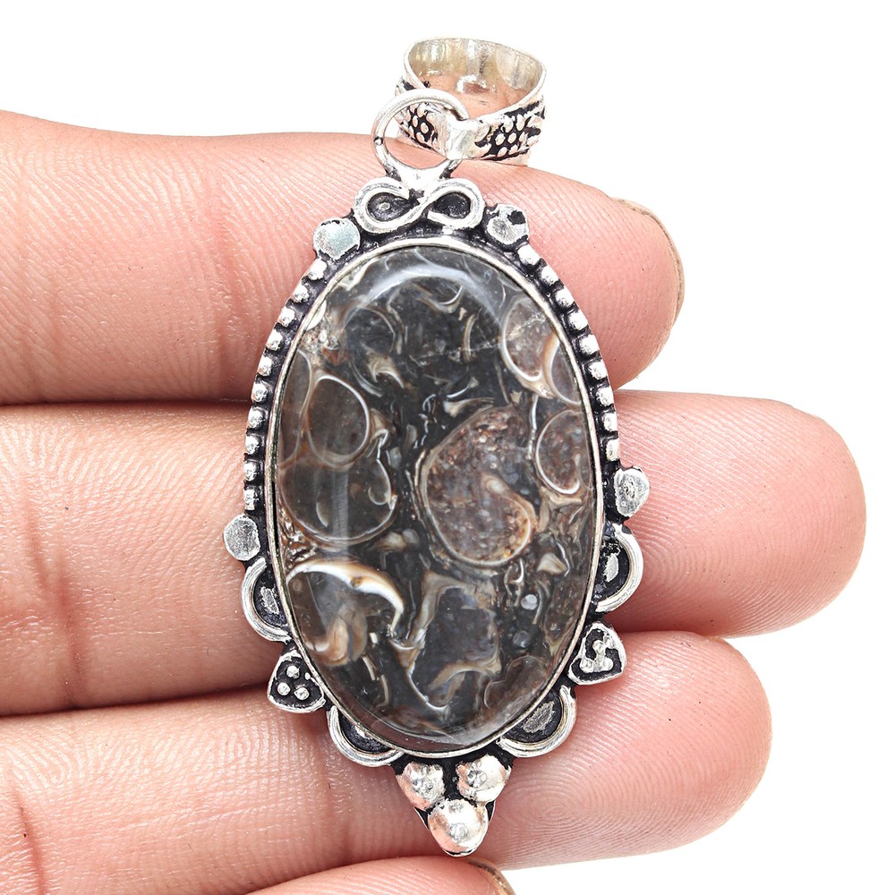 Turtella Jasper Silver Pendant Handmade Jewelry Gift for Her 2.25 Inch