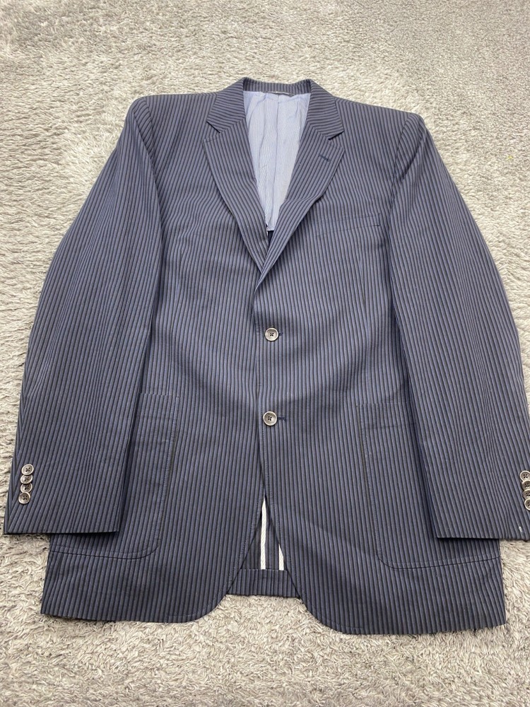 Jack Victor Blazer Men 44R Pinstriped Wool Blend Sports Coat Jacket Woven Italy