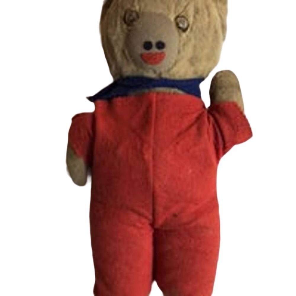 Antique Teddy Bear Stuffed Toy Handmade Rustic Decor Button Eyes