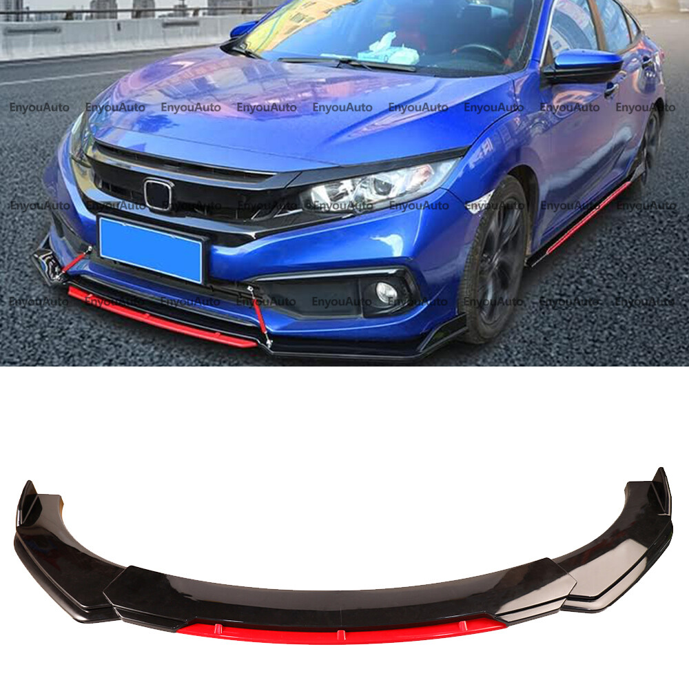 For Honda Civic SI Sedan Coupe Front Bumper Lip Spoiler Splitter Gloss Black Red