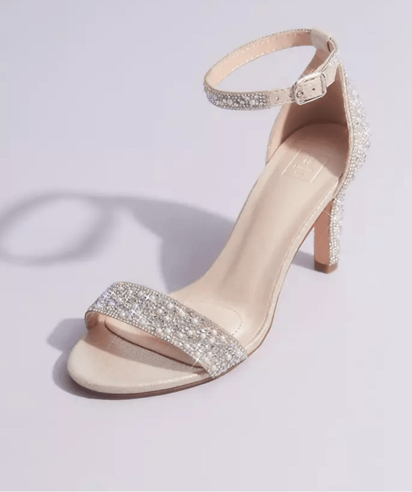 DB Studio Gabby2 Pearl Iridescent Crystal Mid Heel Sandals Size 9