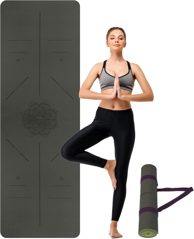 Non-Slip TPE Yoga Mat 72x24 Inches - 3/16 Thick Anti-Tear for Women & Men